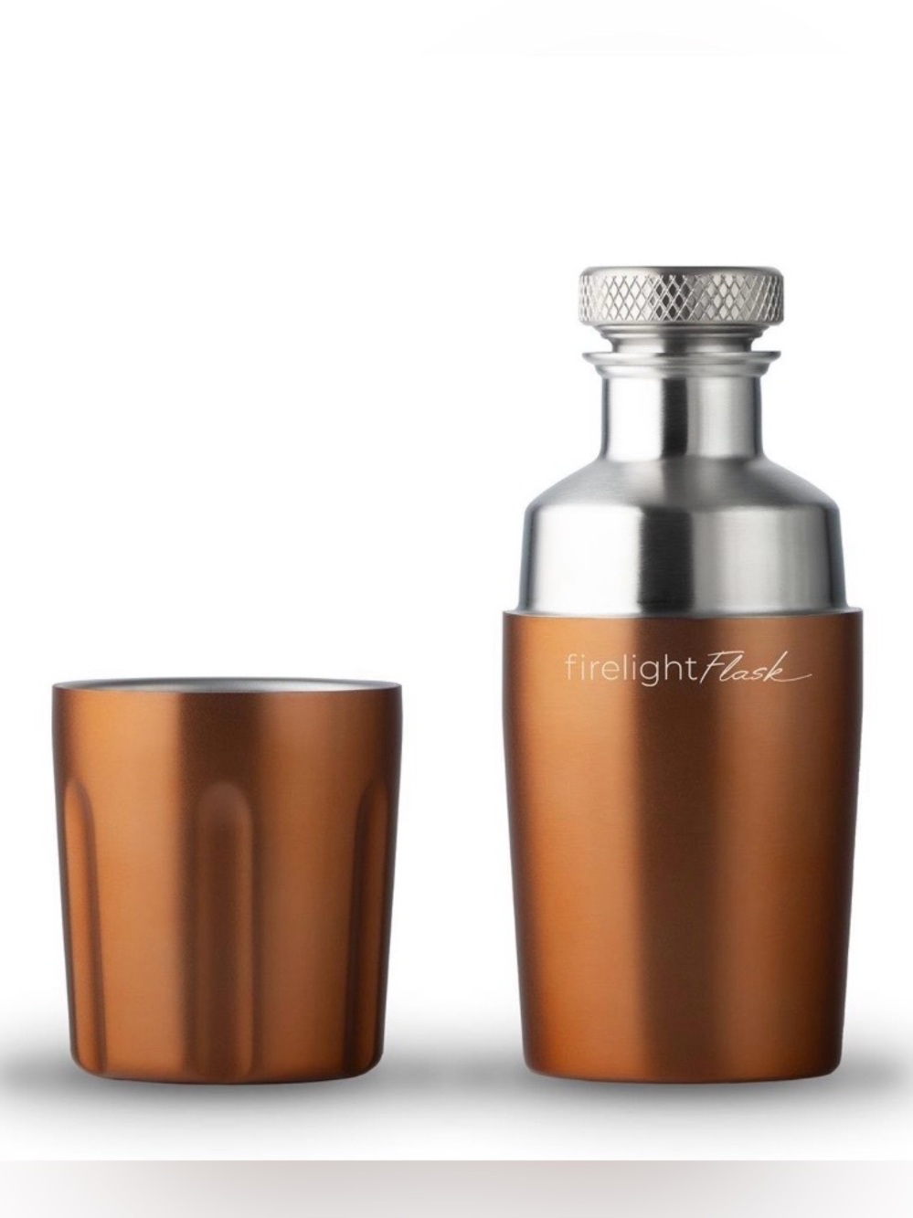 High Camp Firelight Flask 375ml Copper Vacuum Insulated Cocktail 2 Piece Bar Set